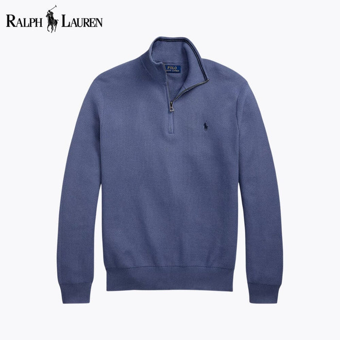 RL Mesh-Knit Cotton Quarter-Zip Sweater