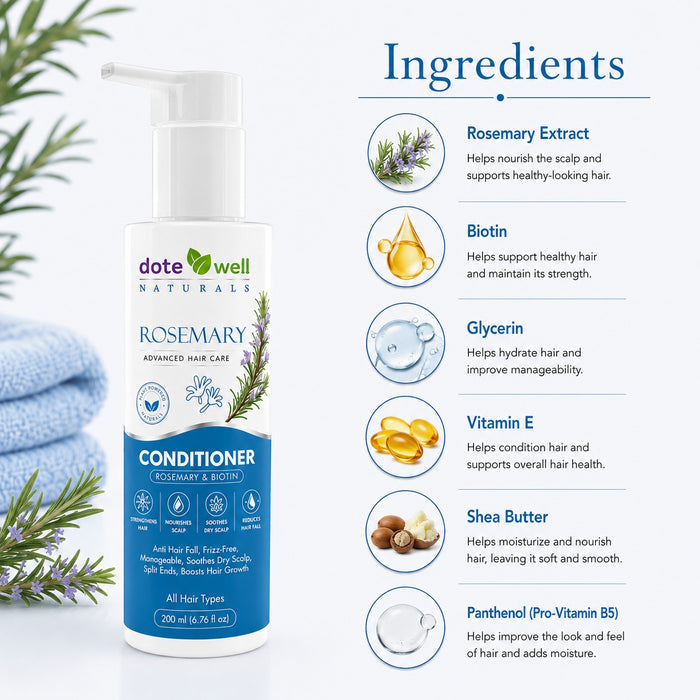 Rosemary Conditioner for Hair Strengthening & Hair Fall Control | Deep Nourishment for Dry & Damaged Hair | 200ml