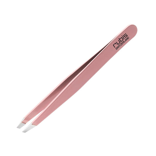 Rubis Classic Stainless Steel Slanted Tweezers, Pink 1k108