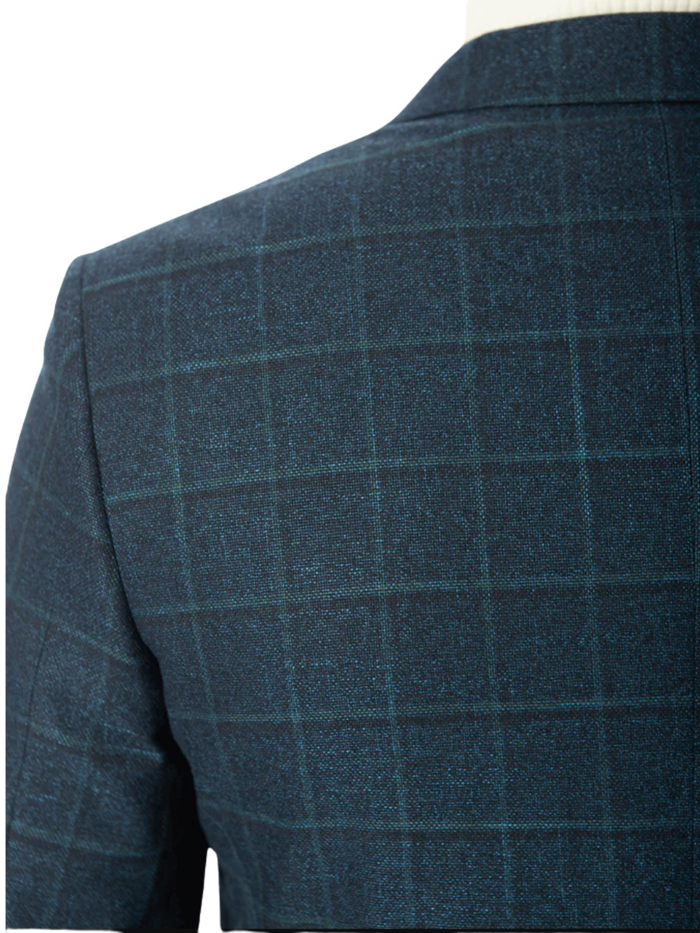 Sartoria Mazara Mens Classic Fit Blue With Green Check 2 Button Blazer Sportcoat - The Suit Depot
