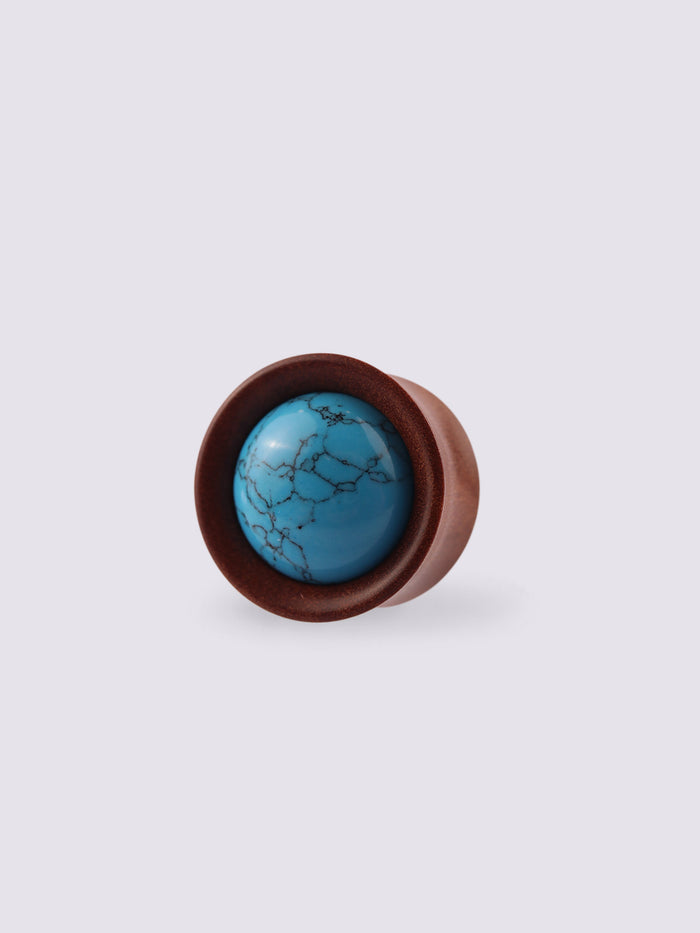 Sawo Wood Turquoise Plug 19mm | Brown-Image 1