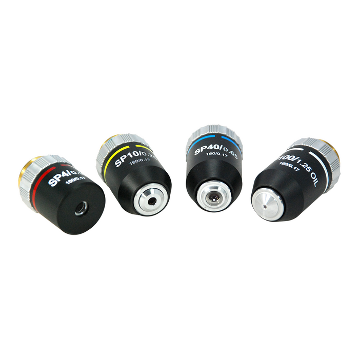 Semi-Plan Achromatic Microscope Objective Lens Set (Oil Spring) 4X 10X 40X 100X