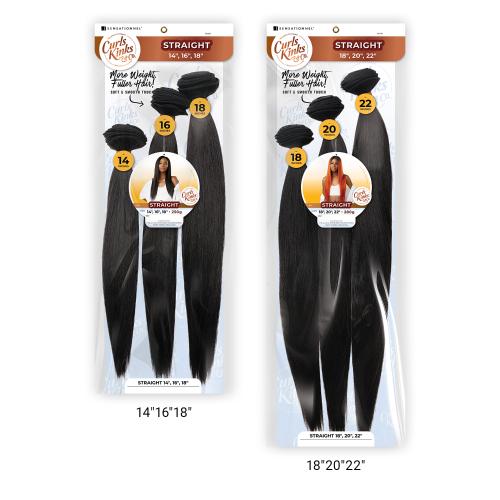 Sensationnel Weave Curls Kinks N Co Bundles 3X Multi Pack Straight 14/16/18