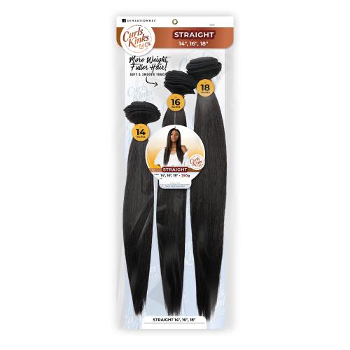 Sensationnel Weave Curls Kinks N Co Bundles 3X Multi Pack Straight 14/16/18
