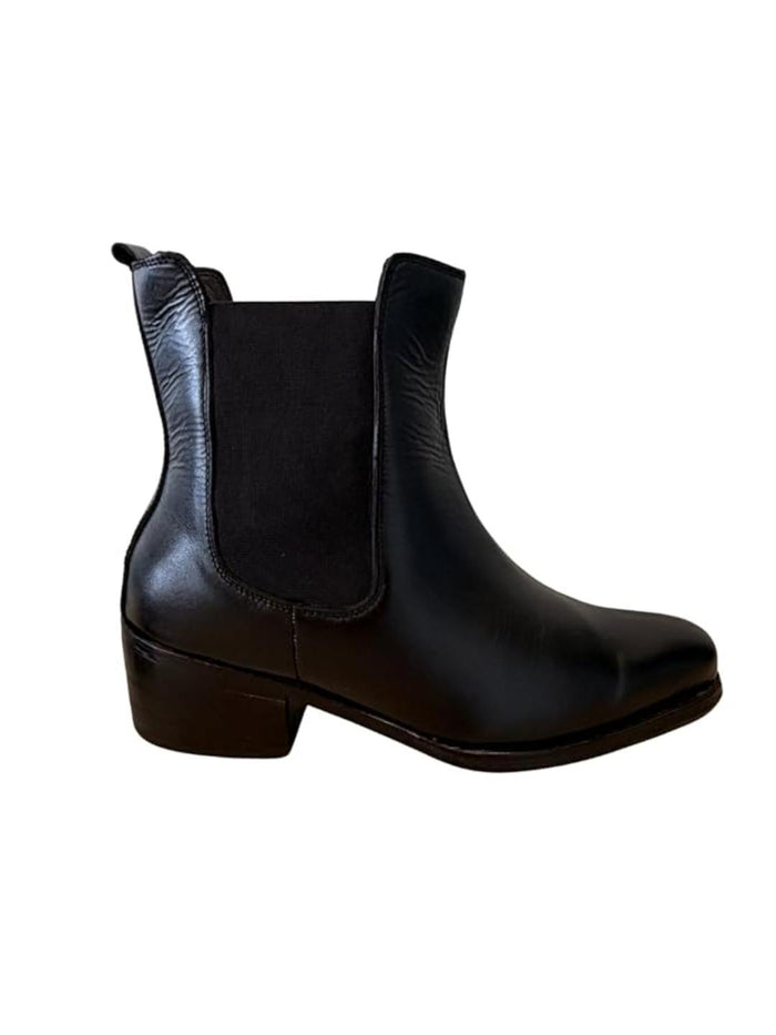 Shoe Bazar Black Leather Chelsea Cuban Heels Long Boots for Men