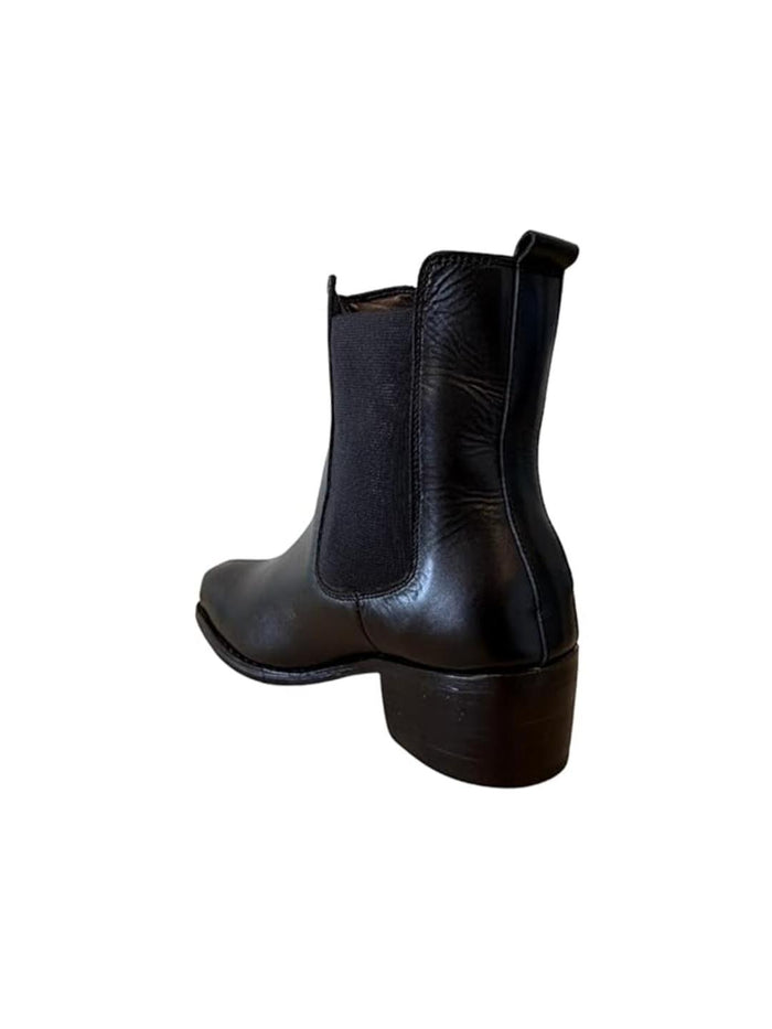 Shoe Bazar Black Leather Chelsea Cuban Heels Long Boots for Men