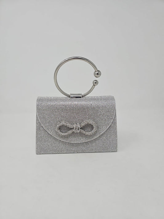 Silver Bow Crystal Mini Handbag