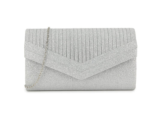 Silver Shimmer Glitter Clutch Bag