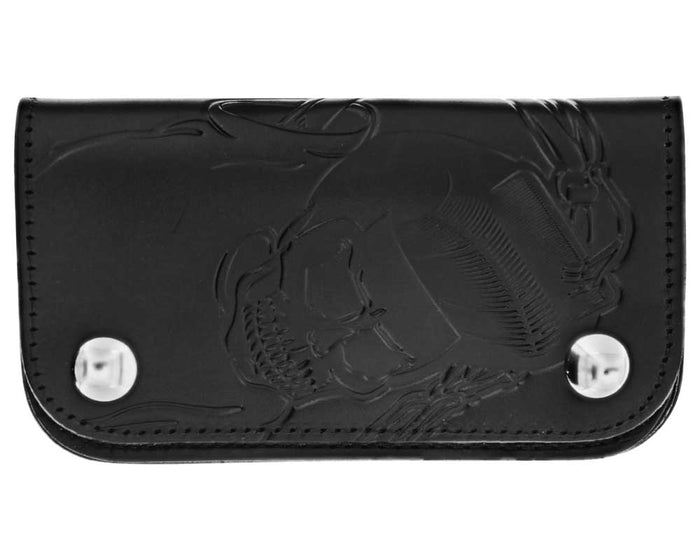 Black Skeleton Chained Biker Wallet - Front