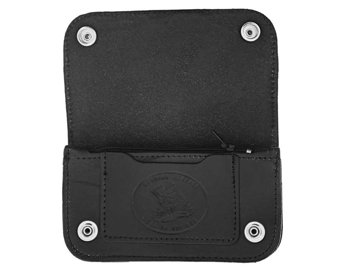 Black Skeleton Chained Biker Wallet - Open