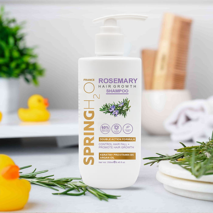 Spring H2O Rosemary Hair Care Gift Set | Set of 6 Hair Oil Shots, Hair Growth Shampoo & Conditioner