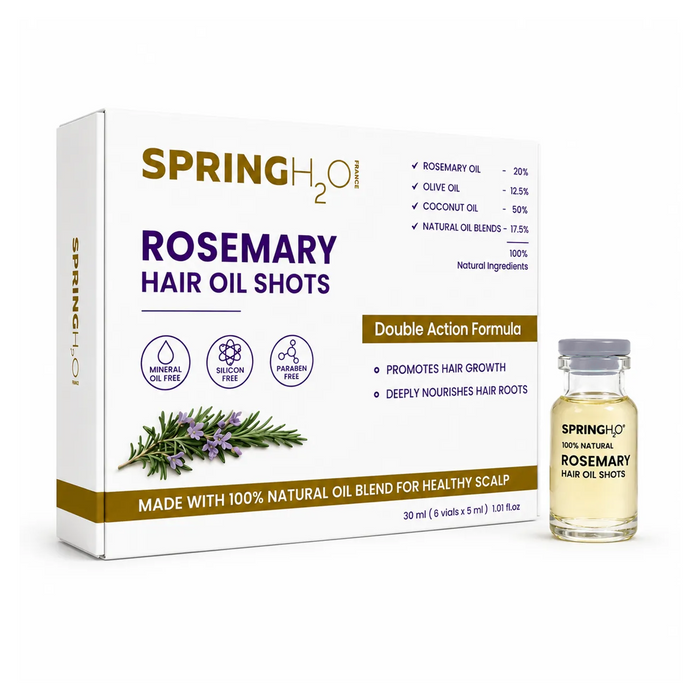 Spring H2O Rosemary Hair Care Gift Set | Set of 6 Hair Oil Shots, Hair Growth Shampoo & Conditioner