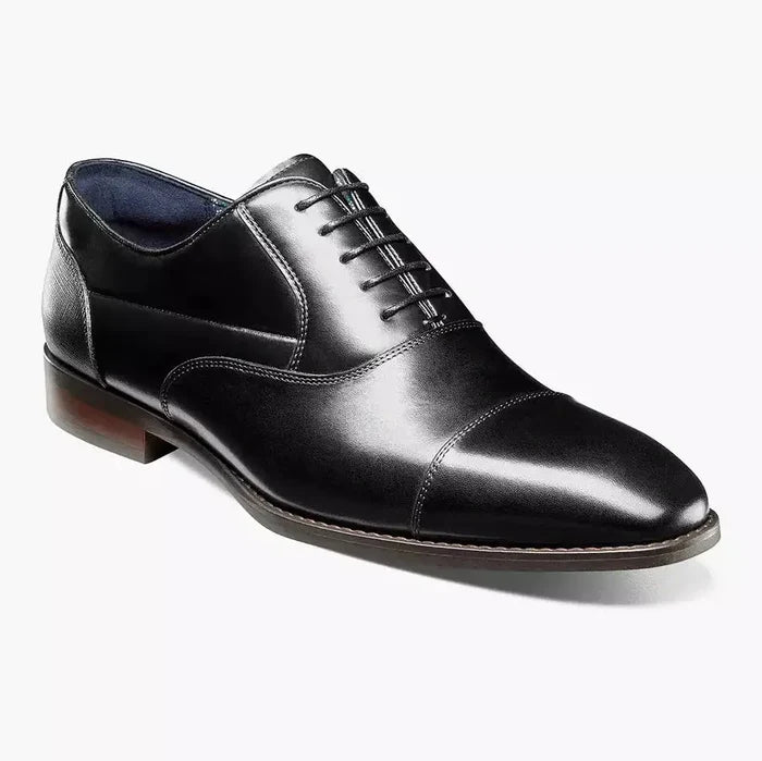 Stacy Adams Kallum Mens Black Lace-up Oxford Leather Dress Shoes - The Suit Depot