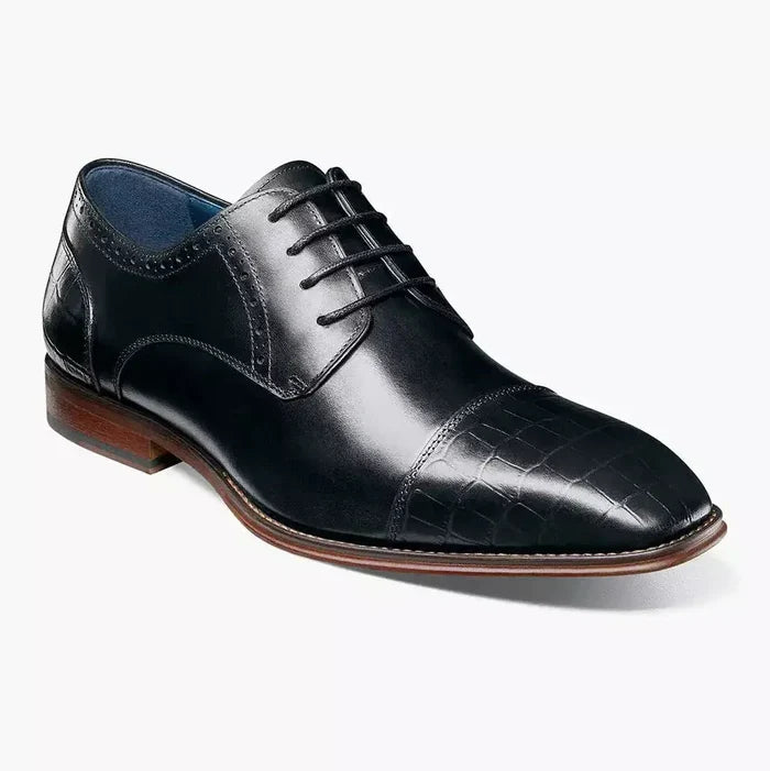 Stacy Adams Penley Men's Black Leather Cap Toe Oxford Dress Shoes