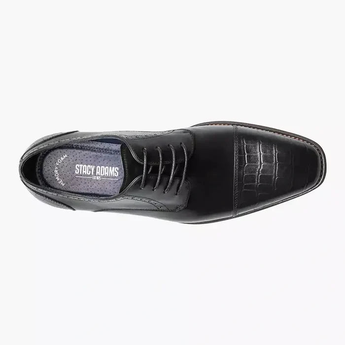 Stacy Adams Penley Men's Black Leather Cap Toe Oxford Dress Shoes