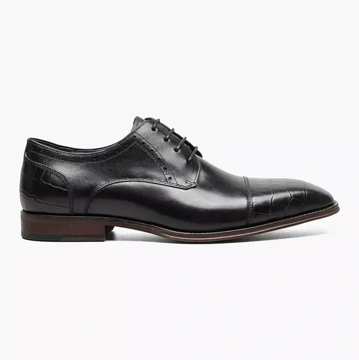 Stacy Adams Penley Men's Black Leather Cap Toe Oxford Dress Shoes