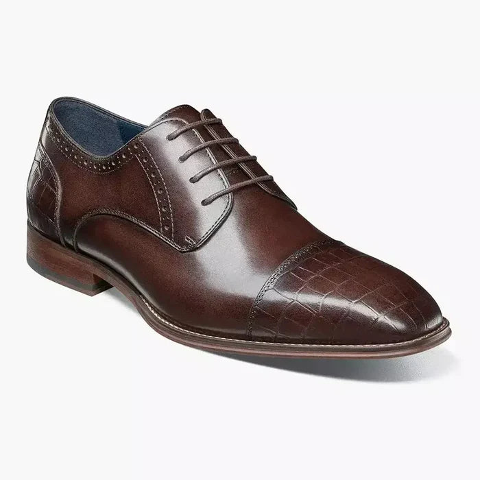 Stacy Adams Penley Men's Brown Leather Cap Toe Oxford Dress Shoes - The Suit Depot