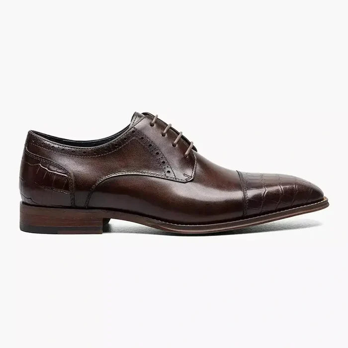 Stacy Adams Penley Men's Brown Leather Cap Toe Oxford Dress Shoes - The Suit Depot
