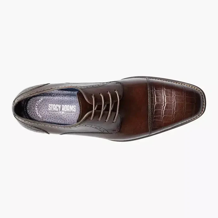 Stacy Adams Penley Men's Brown Leather Cap Toe Oxford Dress Shoes - The Suit Depot