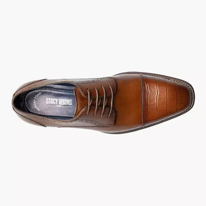 Stacy Adams Penley Men's Cognac Leather Cap Toe Oxford Dress Shoes