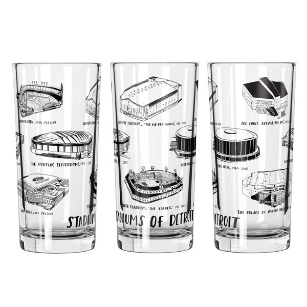 Stadiums of Detroit 12oz Glass - City Bird