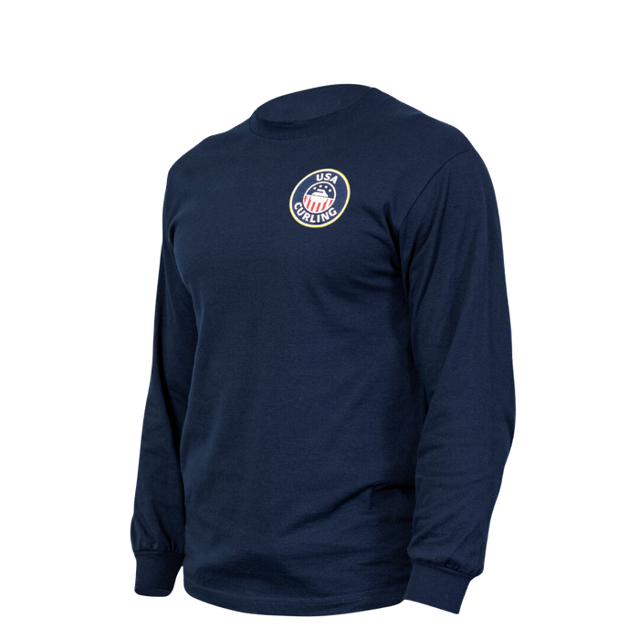 Stars, Stripes & Stones: American Flag Curling Unisex Long Sleeve
