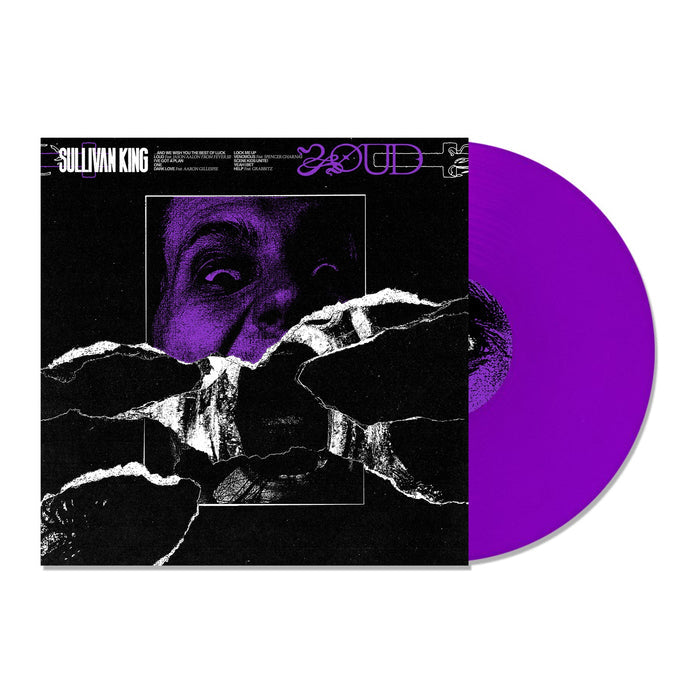 A limited Purple Variant vinyl (400 copies) by Sullivan King. The cover shows a face in purple/black shades, partly hidden by torn strips, with Sullivan Kings name and LOUD atop. Tracklisting included.