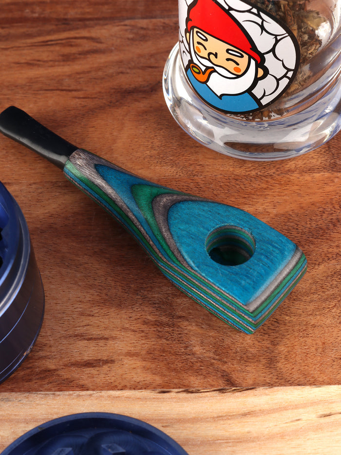 Super Psyche Wooden Pipe | Blue - Grey - Green-Image 1