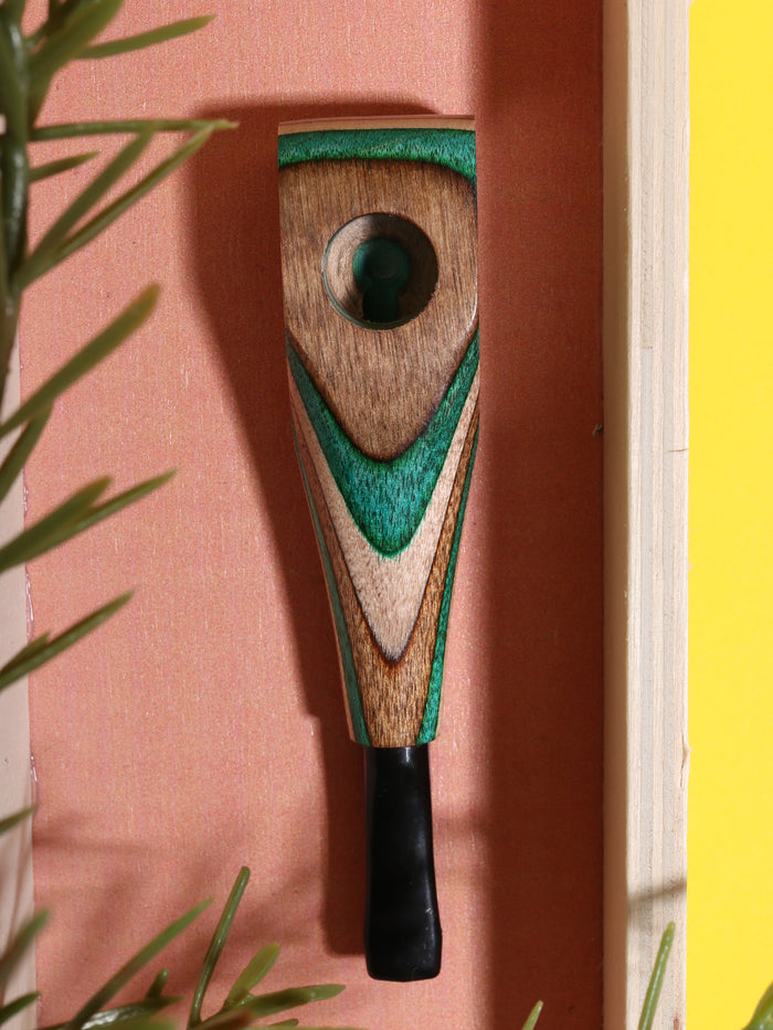 Super Psyche Wooden Pipe | Green - Brown - Tan-Image 1