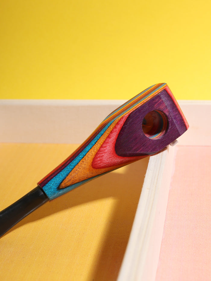 Super Psyche Wooden Pipe | Orange - Red - Blue - Purple-Image 1