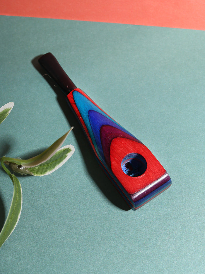 Super Psyche Wooden Pipe | Red - Purple - Blue-Image 1