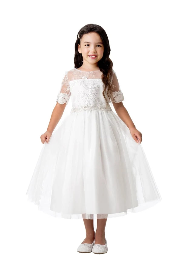 Sweet Kids Sequin Detail Lace Satin/Tuelle
