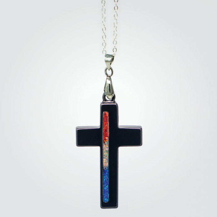 T2T Patriot Cross Necklace – (Black Ceramic R/W/B)