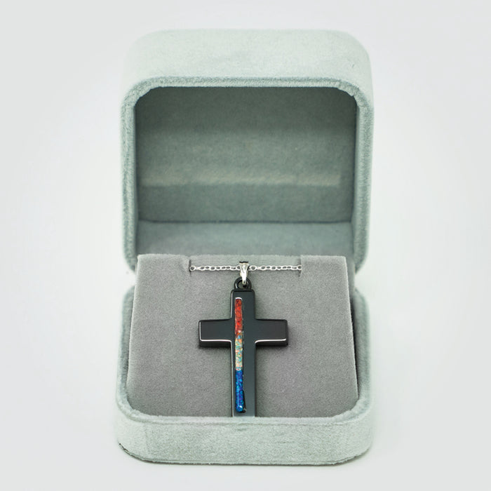 T2T Patriot Cross Necklace – (Black Ceramic R/W/B)