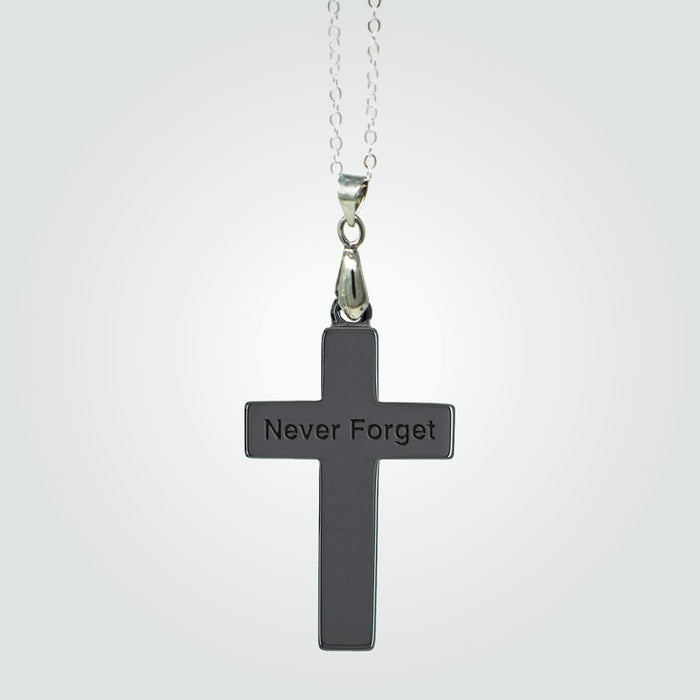T2T Thin GOLD Line Cross Necklace – (Black Ceramic)