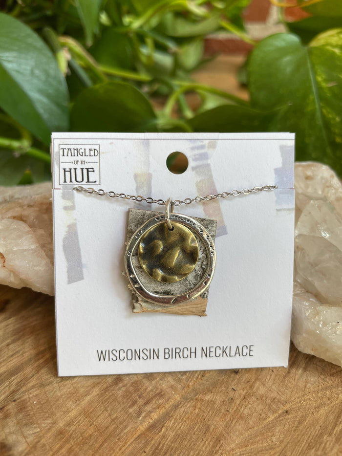 Tangled Up In Hue - Handmade Birch Bark Necklaces: Gold chain