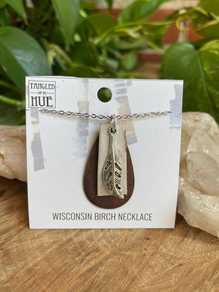 Tangled Up In Hue - Handmade Birch Bark Necklaces: Gold chain