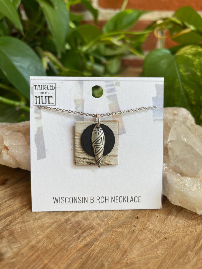 Tangled Up In Hue - Handmade Birch Bark Necklaces: Gold chain