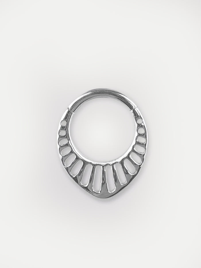 Tear Drop Cutout Hinged Ring 16G | Steel-Image 1