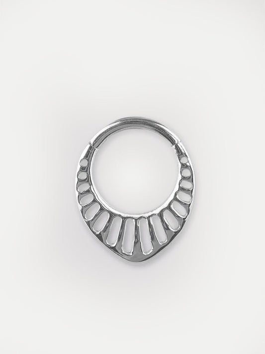 Tear Drop Cutout Hinged Ring 16G | Steel-Image 1