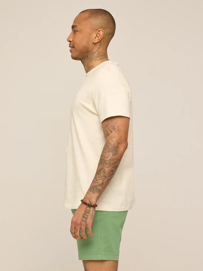 The 24/7, 365 (Essential Non Pocket T-Shirt)- Oatmilk Heather - Image 3 - Chubbies Shorts