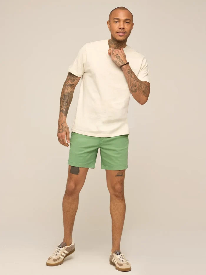 The 24/7, 365 (Essential Non Pocket T-Shirt)- Oatmilk Heather - Image 4 - Chubbies Shorts