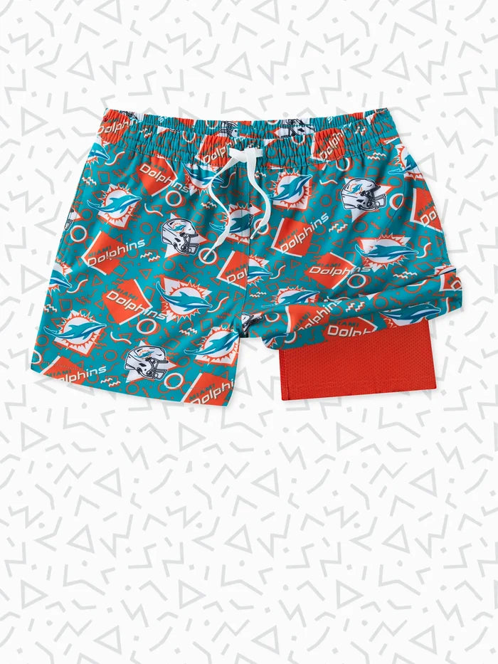 The Dolphins Game Day Fit (Boys Classic Lined Trunk) - Image 1 - Chubbies Shorts