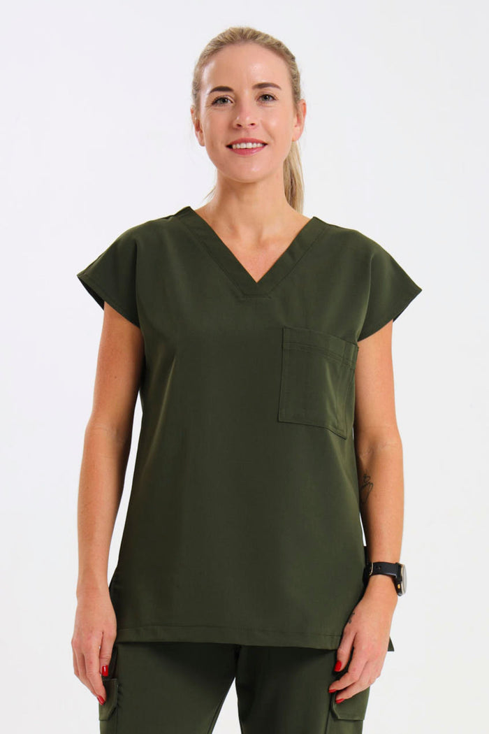 THE LUX LADIES V-NECK PETAL TOP - Greens Medi Scrubs South Africa - Premium Medical Uniforms & Apparel - Delivery Across SA