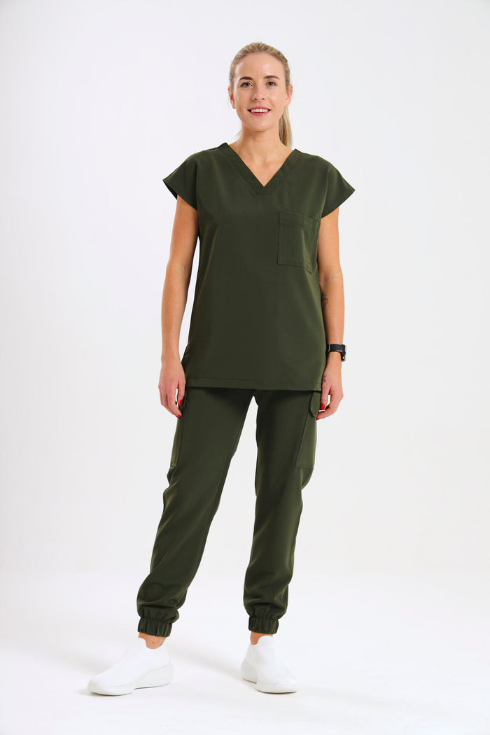 THE LUX LADIES V-NECK PETAL TOP - Greens Medi Scrubs South Africa - Premium Medical Uniforms & Apparel - Delivery Across SA
