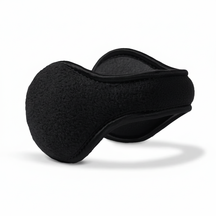 The Montreal Collection Black Behind the Head Design Fleece Stretch Ear Warmers - The Suit Depot