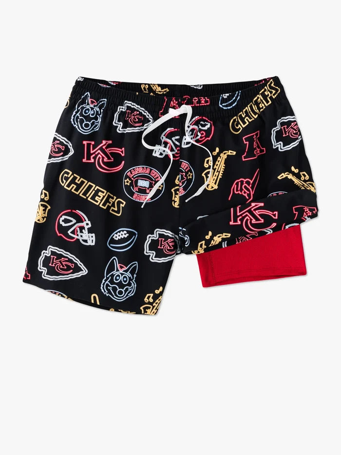 The Neon Chiefs 5.5" (NFL Classic Lined Swim Trunks) - Image 1 - Chubbies Shorts