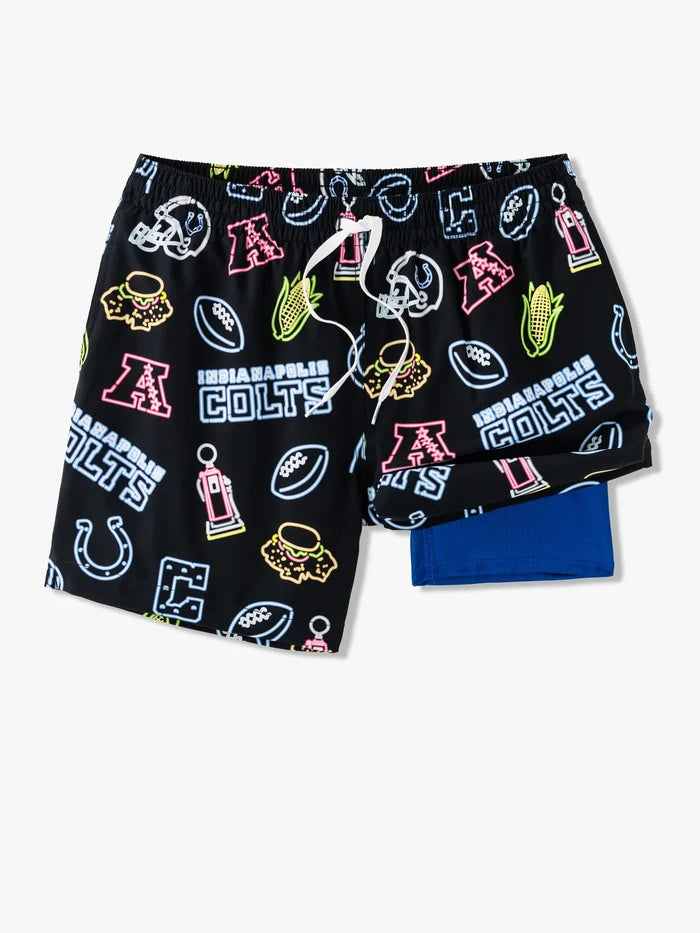 The Neon Colts 5.5" (NFL Classic Lined Swim Trunks) - Image 1 - Chubbies Shorts