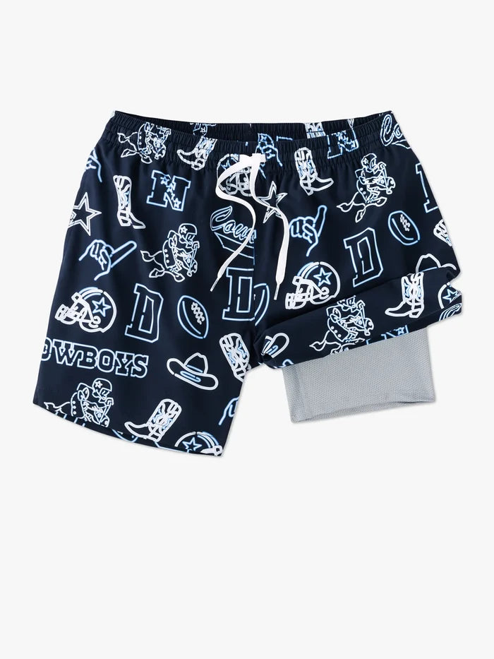 The Neon Cowboys 5.5" (NFL Classic Lined Swim Trunks) - Image 1 - Chubbies Shorts