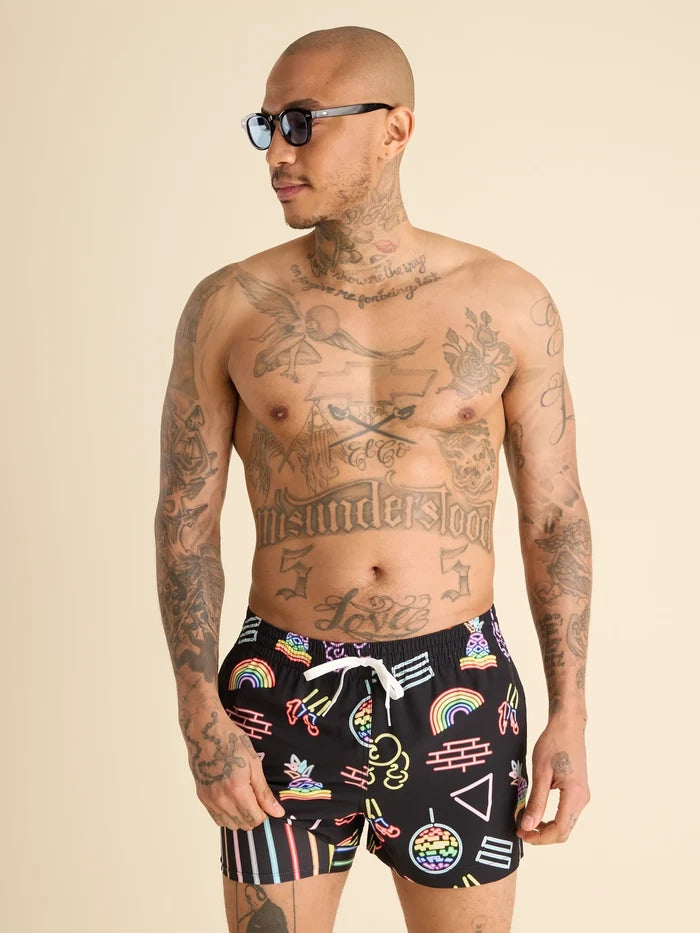 The Neon Pride 4" (Classic Lined Swim Trunks) - Image 1 - Chubbies Shorts